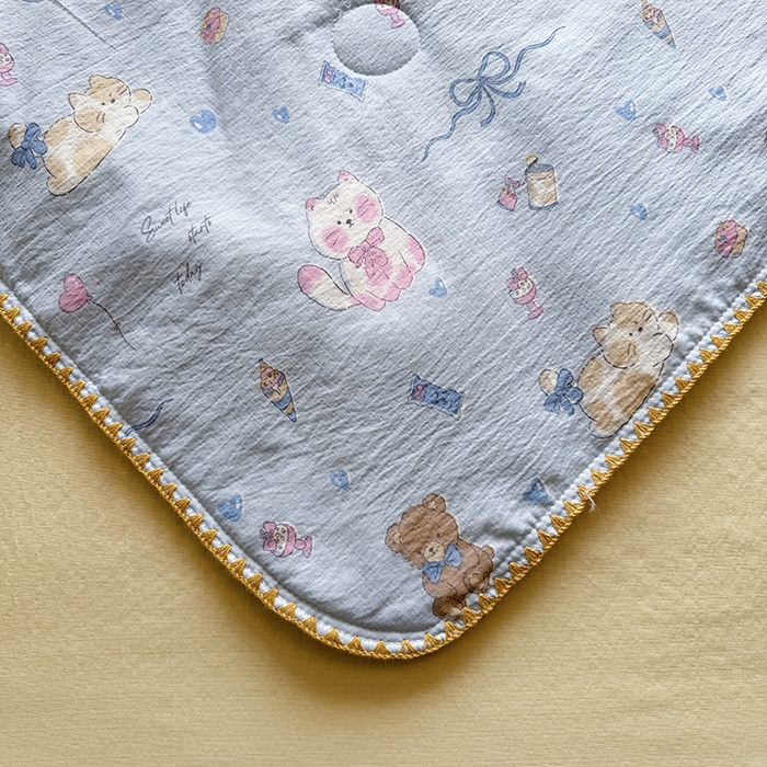 91家纺网 家纺一手货源 找家纺 星巴k家纺 2025新款春夏云感双层纱A类母婴级三角针夏被贝壳边夏凉被贝壳绣【可提供买家秀】 贝壳绣-小猫时光