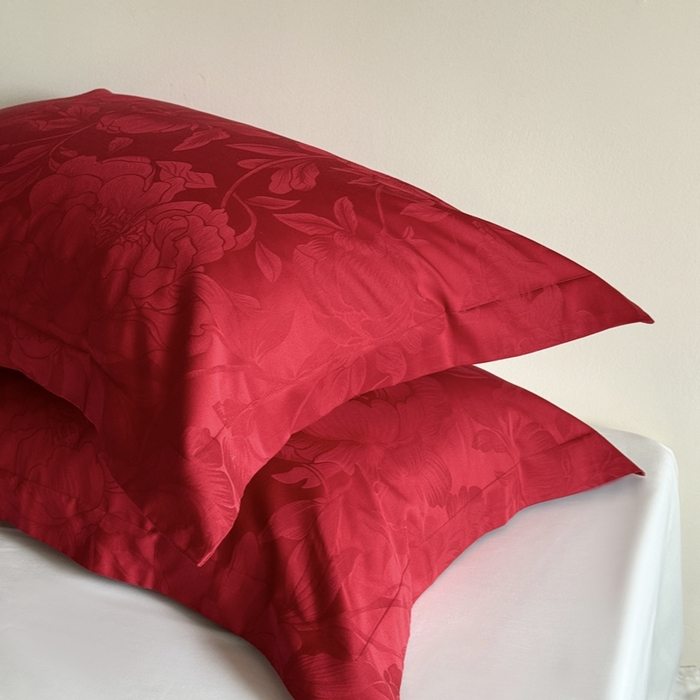 91家纺网 家纺一手货源 找家纺 鹿班家居 2025新款100S长绒棉提花单品枕套（第二组）【标准会员-2元】 单品枕套-玫瑰美遇红色