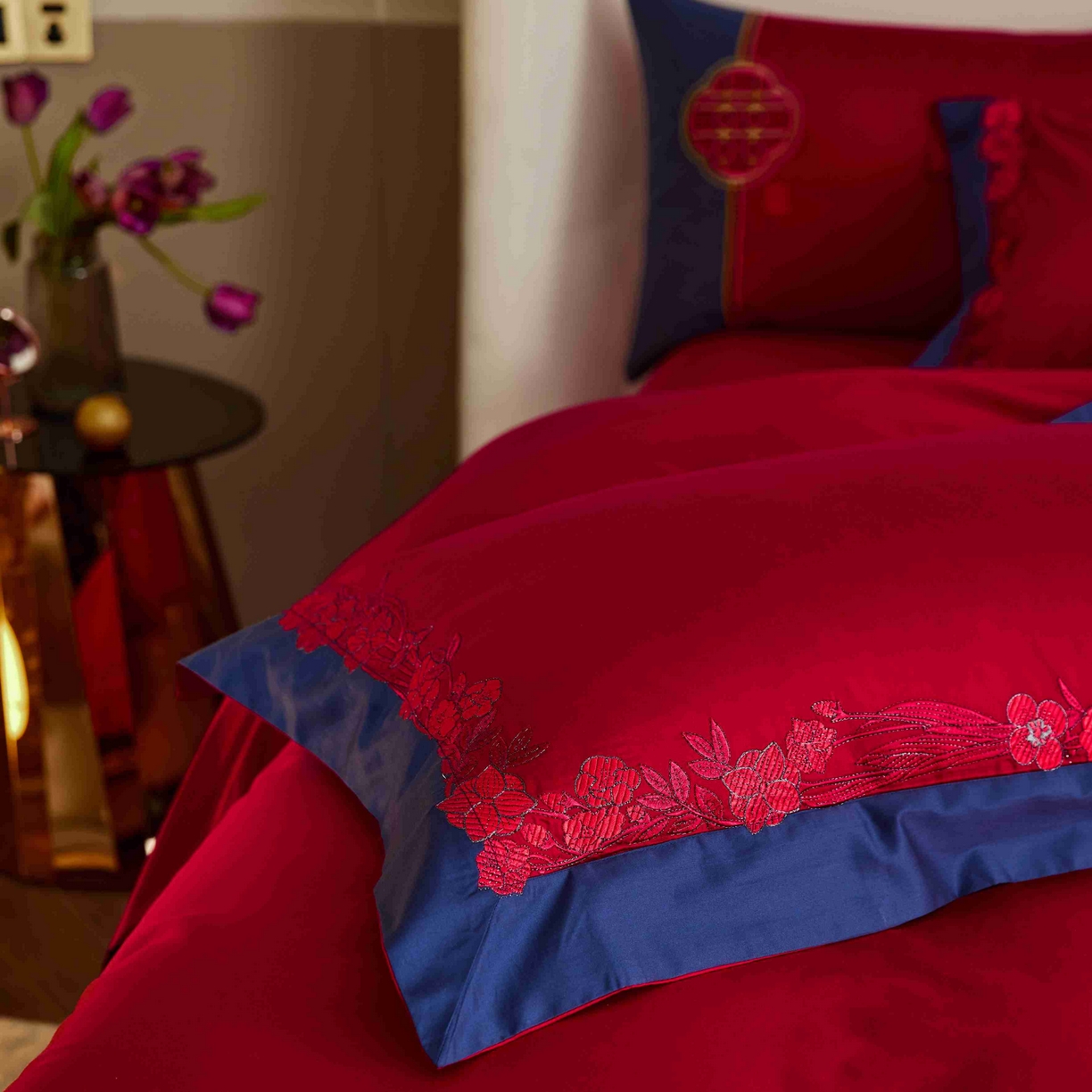 91家纺网 家纺一手货源 找家纺 涞澳家纺 2025新款婚庆款四件套 喜悦花嫁