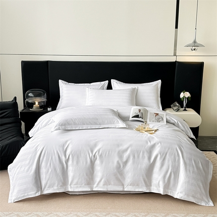 91家纺网 家纺一手货源 找家纺 （总）梦庭帛美  2025新款酒店布草段条飞边款四件套