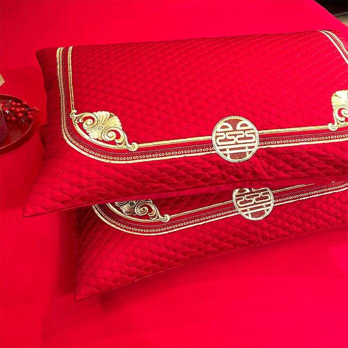 91家纺网 家纺一手货源 找家纺 张公子婚庆馆2025新款长绒棉新中式精美刺绣婚庆四件套（控价不低于328）