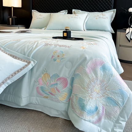 91家纺网 家纺一手货源 找家纺 （总）佳宇轩 2025爆款A类水洗棉刺绣花边夏被夏凉被空调被夏季薄被子三四件套轻奢凉感可机洗