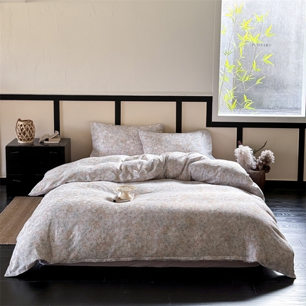 窝米 2025春季新品全棉双层纱油画风花卉四件套系列（梦境花园、花研巧语） 梦境花园黄