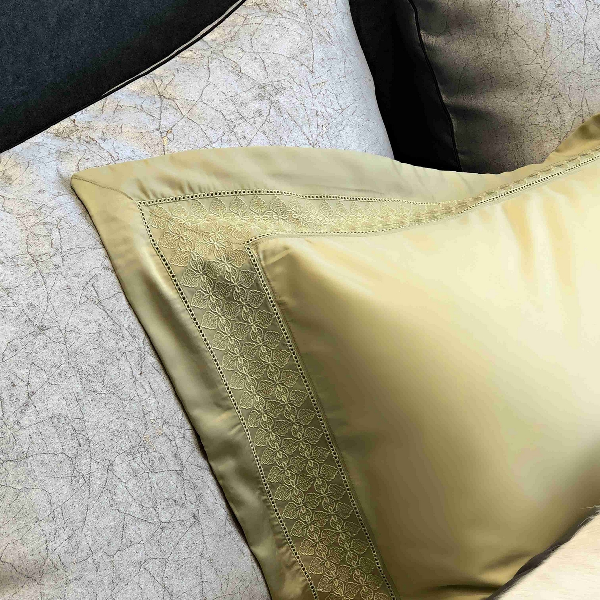 91家纺网 家纺一手货源 找家纺 涞澳家纺 2025新款60S天丝棉花边款四件套-星雅 星雅-木薯