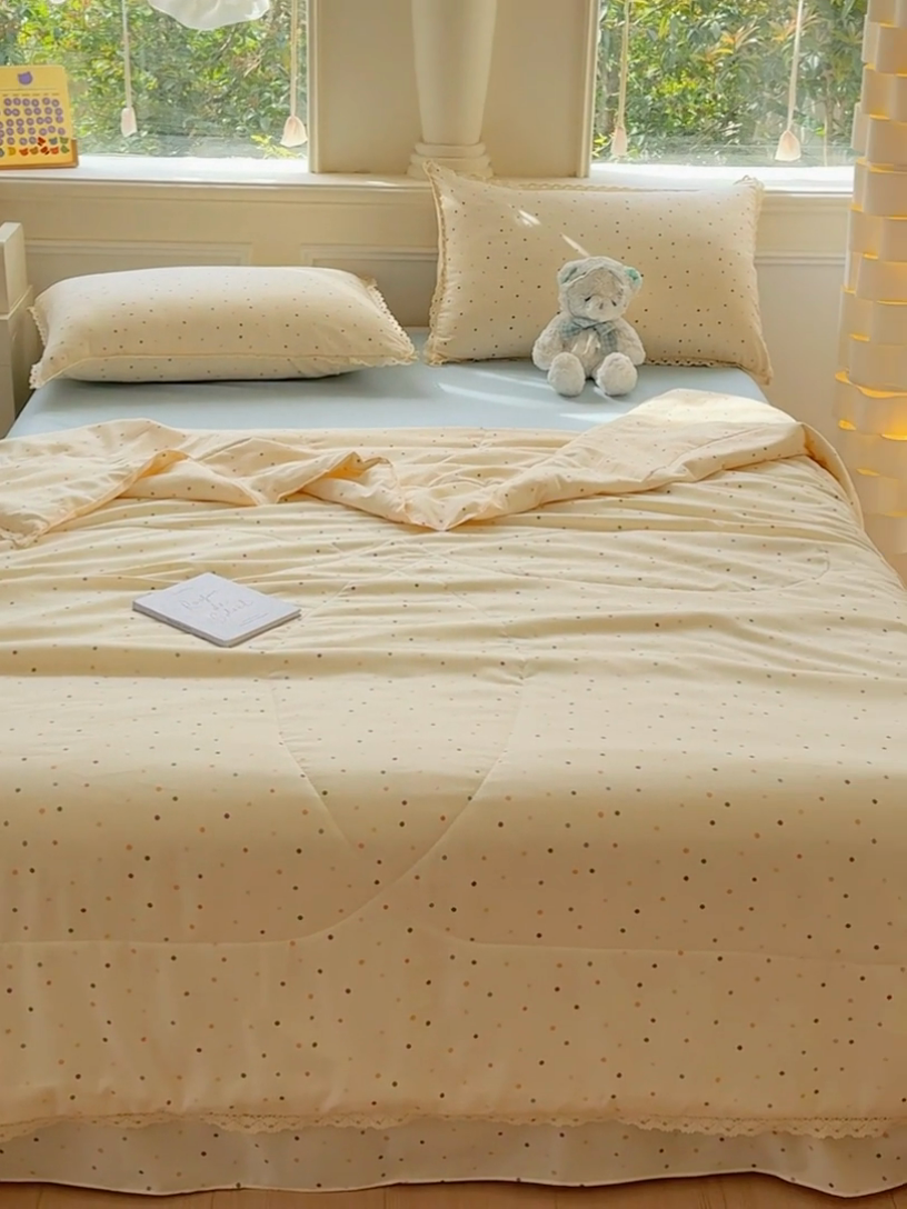 91家纺网 家纺一手货源 找家纺 可思家纺 2025新款针织棉双层纱夏被 清茶