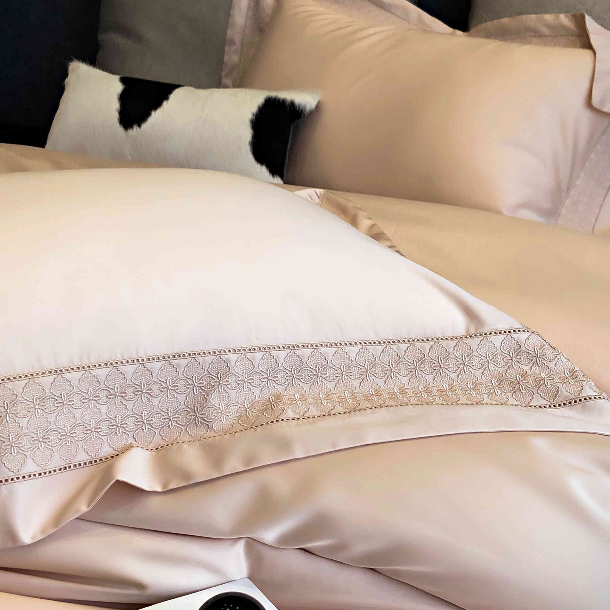 91家纺网 家纺一手货源 找家纺 涞澳家纺 2025新款60S天丝棉花边款四件套-星雅 星雅-暖玉