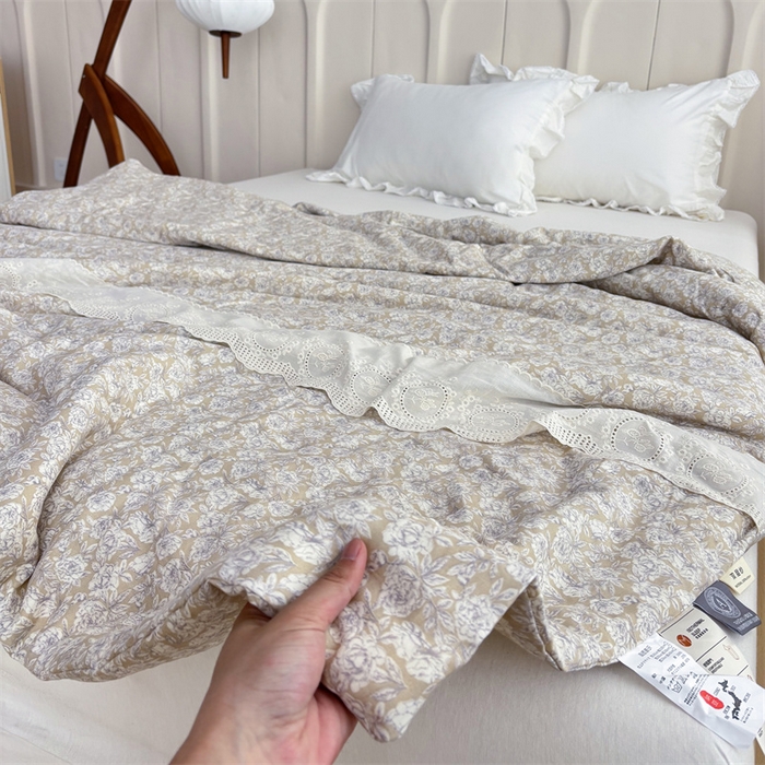 91家纺网 家纺一手货源 找家纺 久典家居 2025新款全棉有氧双层纱夏被 初春