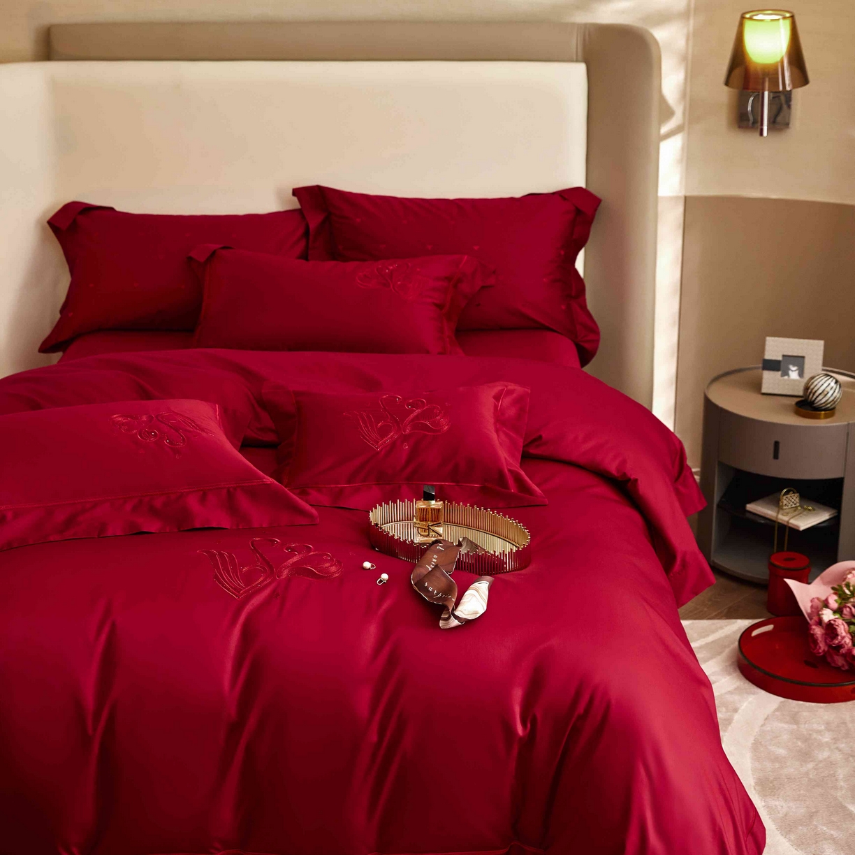 91家纺网 家纺一手货源 找家纺 涞澳家纺 2025新款婚庆款四件套 唯美婚礼