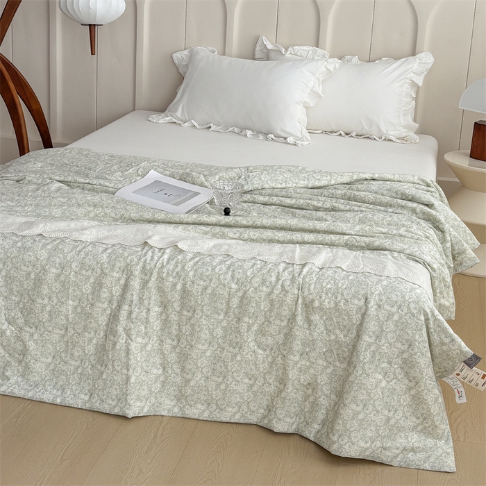 91家纺网 家纺一手货源 找家纺 久典家居 2025新款全棉有氧双层纱夏被 初夏