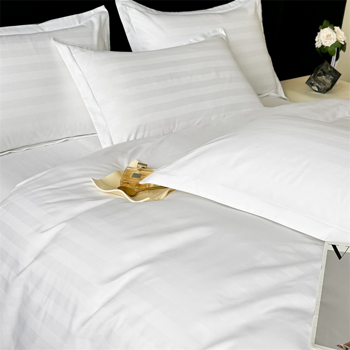 91家纺网 家纺一手货源 找家纺 （总）梦庭帛美  2025新款酒店布草段条飞边款四件套