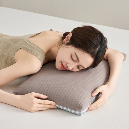 乐可 2025新款全棉砂洗双面枕 砂洗双面枕L5418灰【单只】