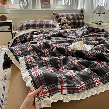 水墨江南 2025新款全棉镂空花边夏被四件套 格莱美