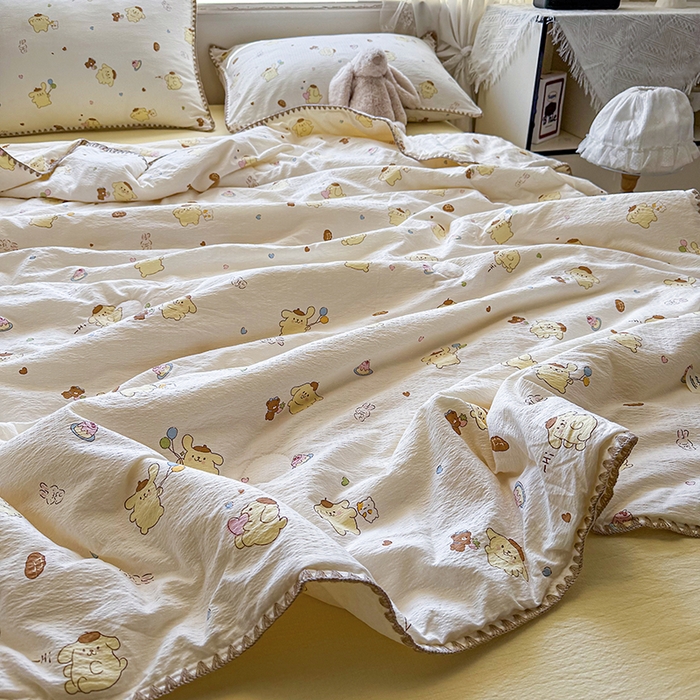 91家纺网 家纺一手货源 找家纺 星巴k家纺 2025新款春夏云感双层纱A类母婴级三角针夏被贝壳边夏凉被贝壳绣【可提供买家秀】 贝壳绣-奶罐布丁