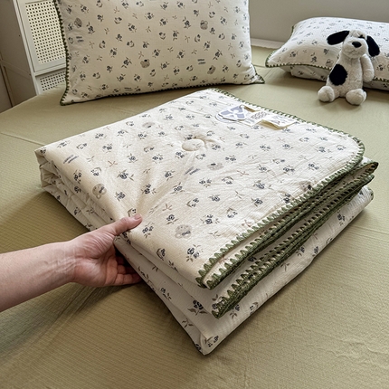 星巴k家纺 2025新款春夏云感双层纱A类母婴级三角针夏被贝壳边夏凉被贝壳绣【可提供买家秀】 贝壳绣-风铃小熊