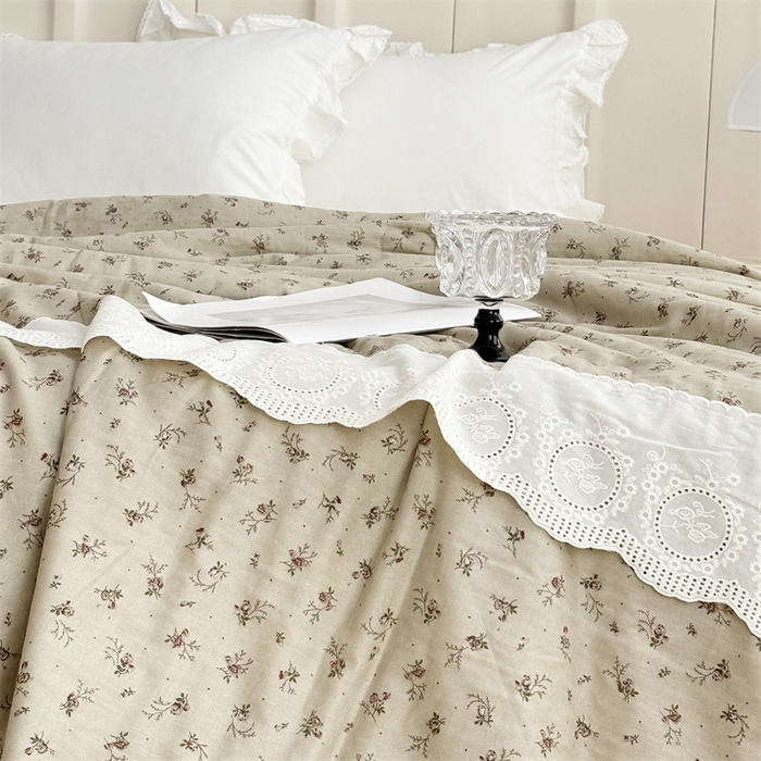 91家纺网 家纺一手货源 找家纺 久典家居 2025新款全棉有氧双层纱夏被 木槿