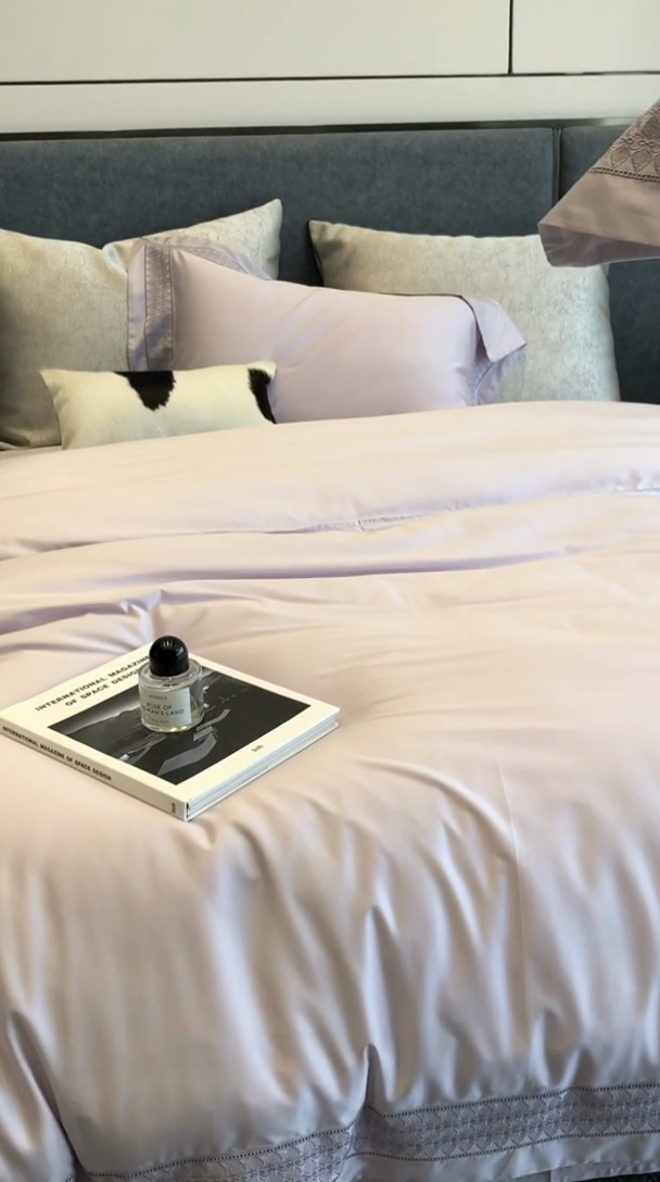 91家纺网 家纺一手货源 找家纺 涞澳家纺 2025新款60S天丝棉花边款四件套-星雅 星雅-紫玉兰