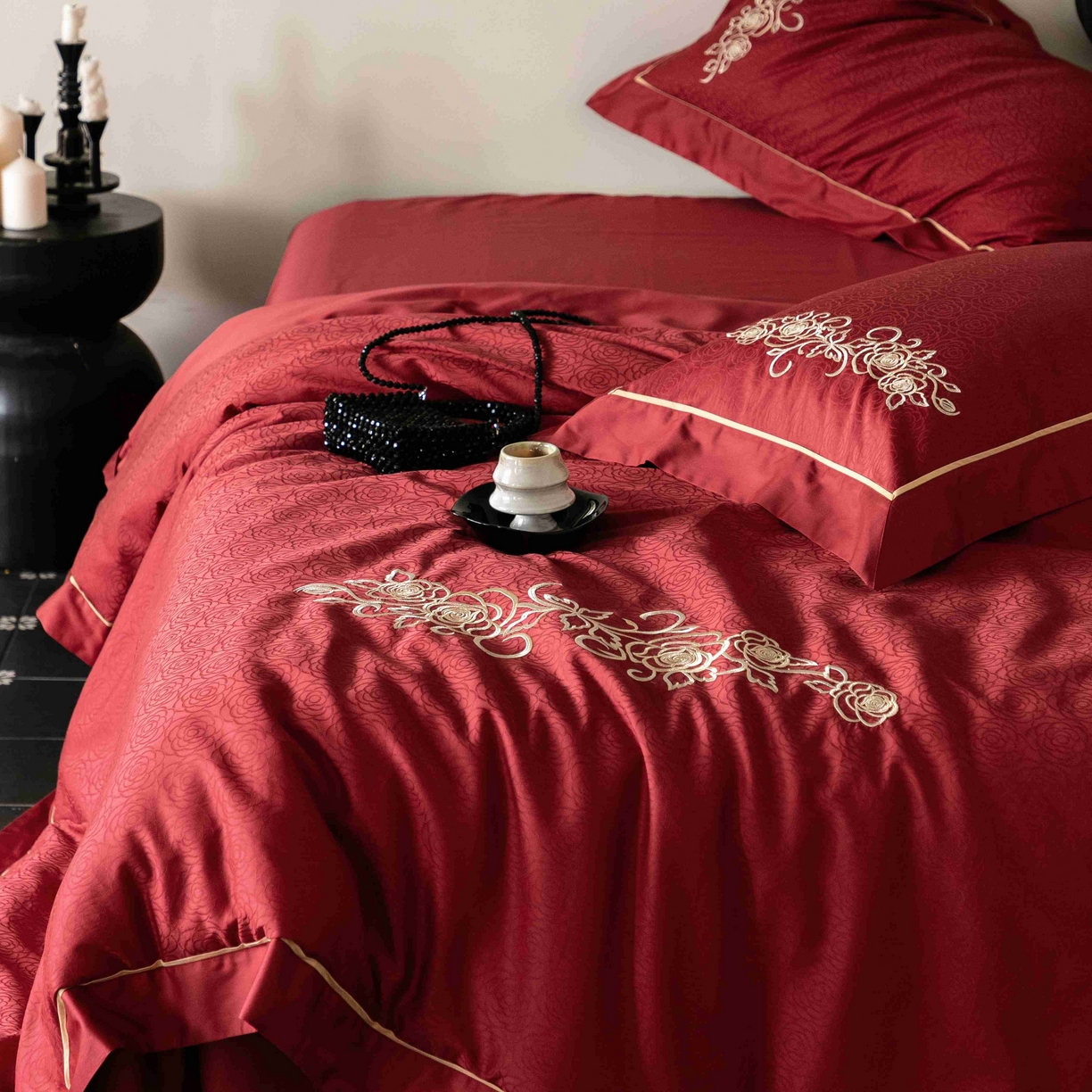 91家纺网 家纺一手货源 找家纺 涞澳家纺 2025新款婚庆款四件套 永恒爱恋