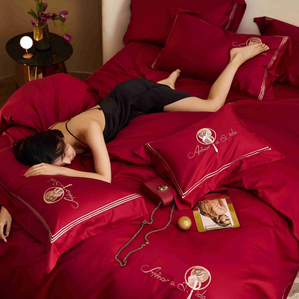 91家纺网 家纺一手货源 找家纺 涞澳家纺 2025新款婚庆款四件套 幸福嫁日