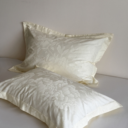 鹿班家居 2025新款100S长绒棉提花单品枕套（第二组）【标准会员-2元】 单品枕套-玫瑰美遇白色