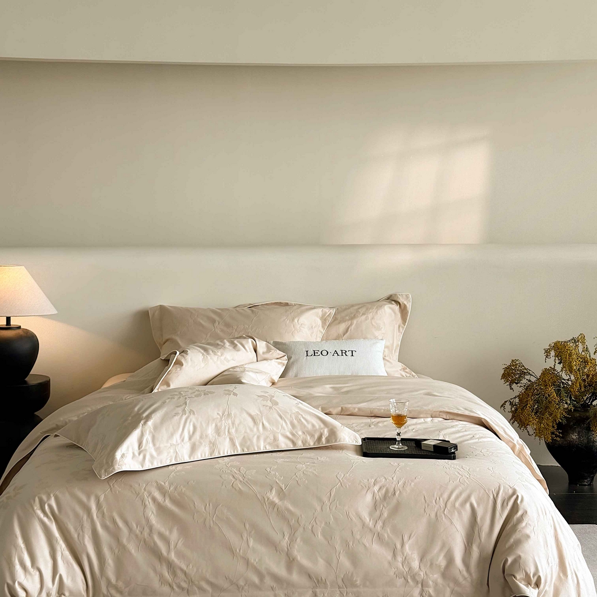 91家纺网 家纺一手货源 找家纺 涞澳家纺 2025新款全棉提花四件套 碧玉-小麦色