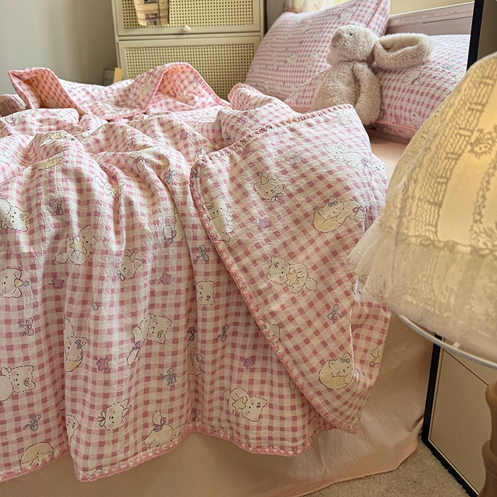 91家纺网 家纺一手货源 找家纺 星巴k家纺 2025新款春夏云感双层纱A类母婴级三角针夏被贝壳边夏凉被贝壳绣【可提供买家秀】 贝壳绣-猫咪晚宴