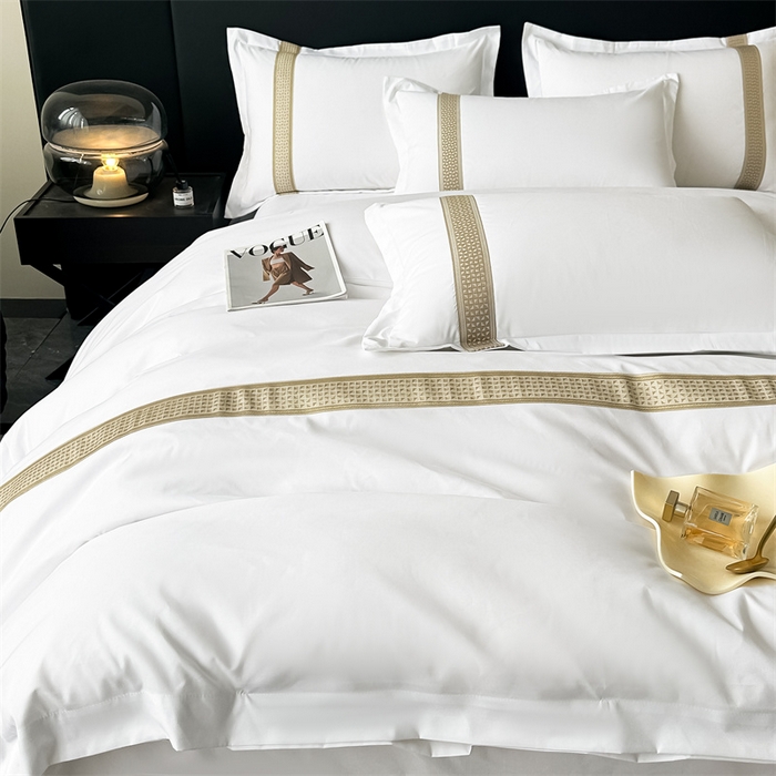 91家纺网 家纺一手货源 找家纺 梦庭帛美 2025新款宾馆刺绣四件套 古巴-卡其