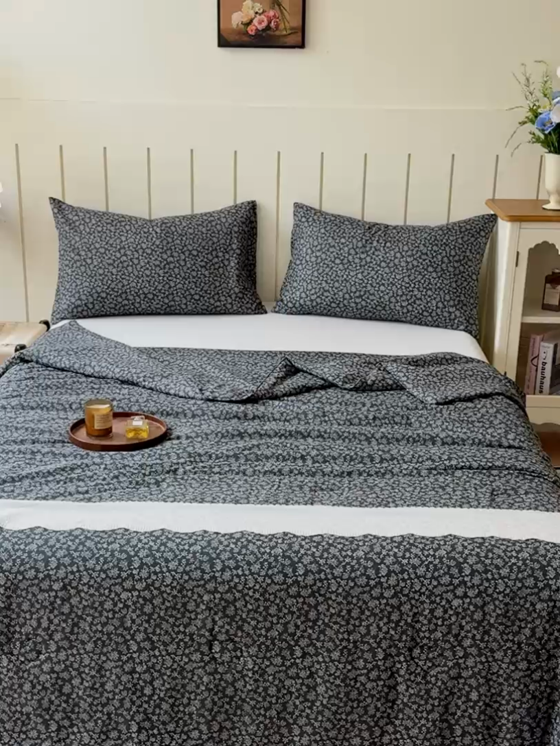 91家纺网 家纺一手货源 找家纺 久典家居 2025新款全棉有氧双层纱夏被 莫奈