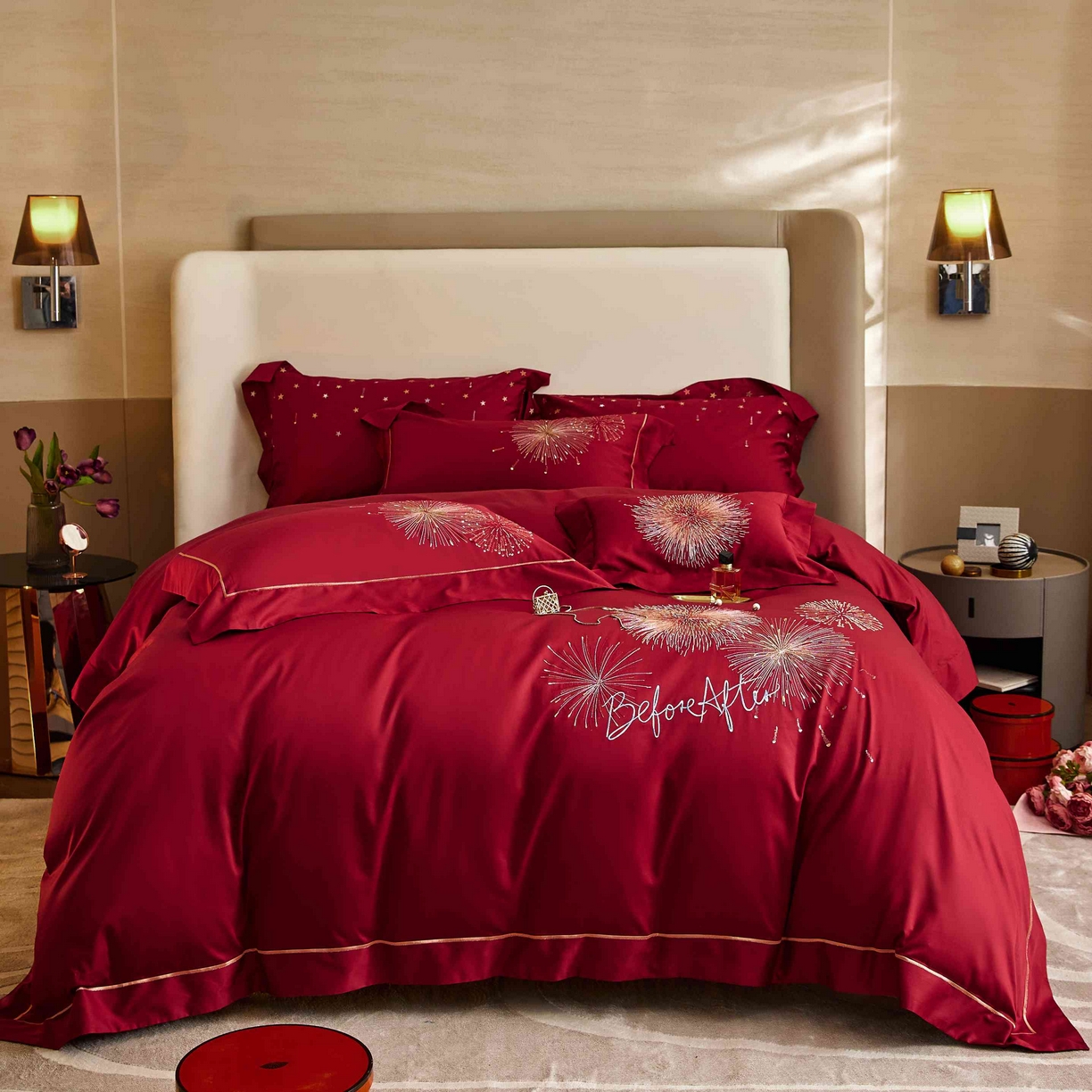 91家纺网 家纺一手货源 找家纺 涞澳家纺 2025新款婚庆款四件套 绚烂永恒