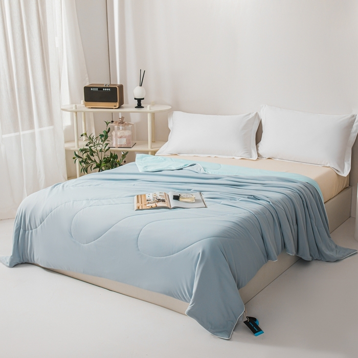 91家纺网 家纺一手货源 找家纺 凌云家纺 2025新款100%锦伦冰丝夏被空调被 灰蓝