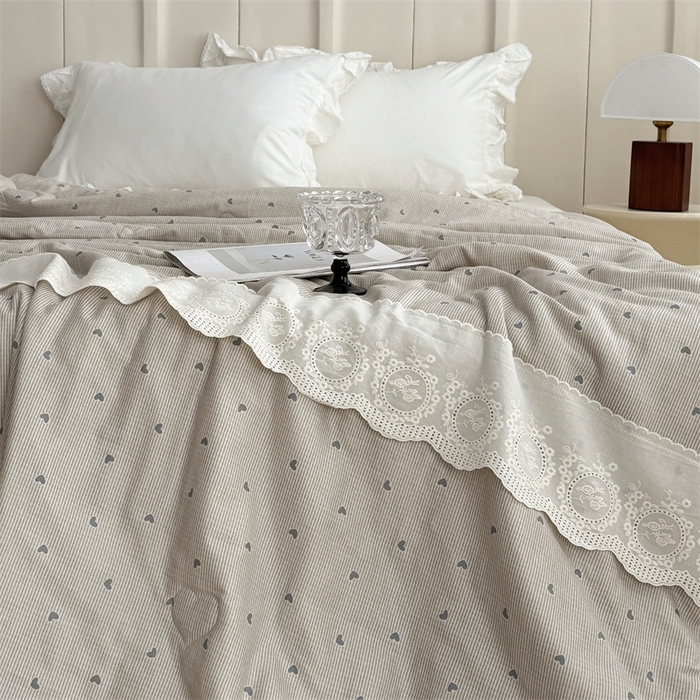 91家纺网 家纺一手货源 找家纺 久典家居 2025新款全棉有氧双层纱夏被 简爱