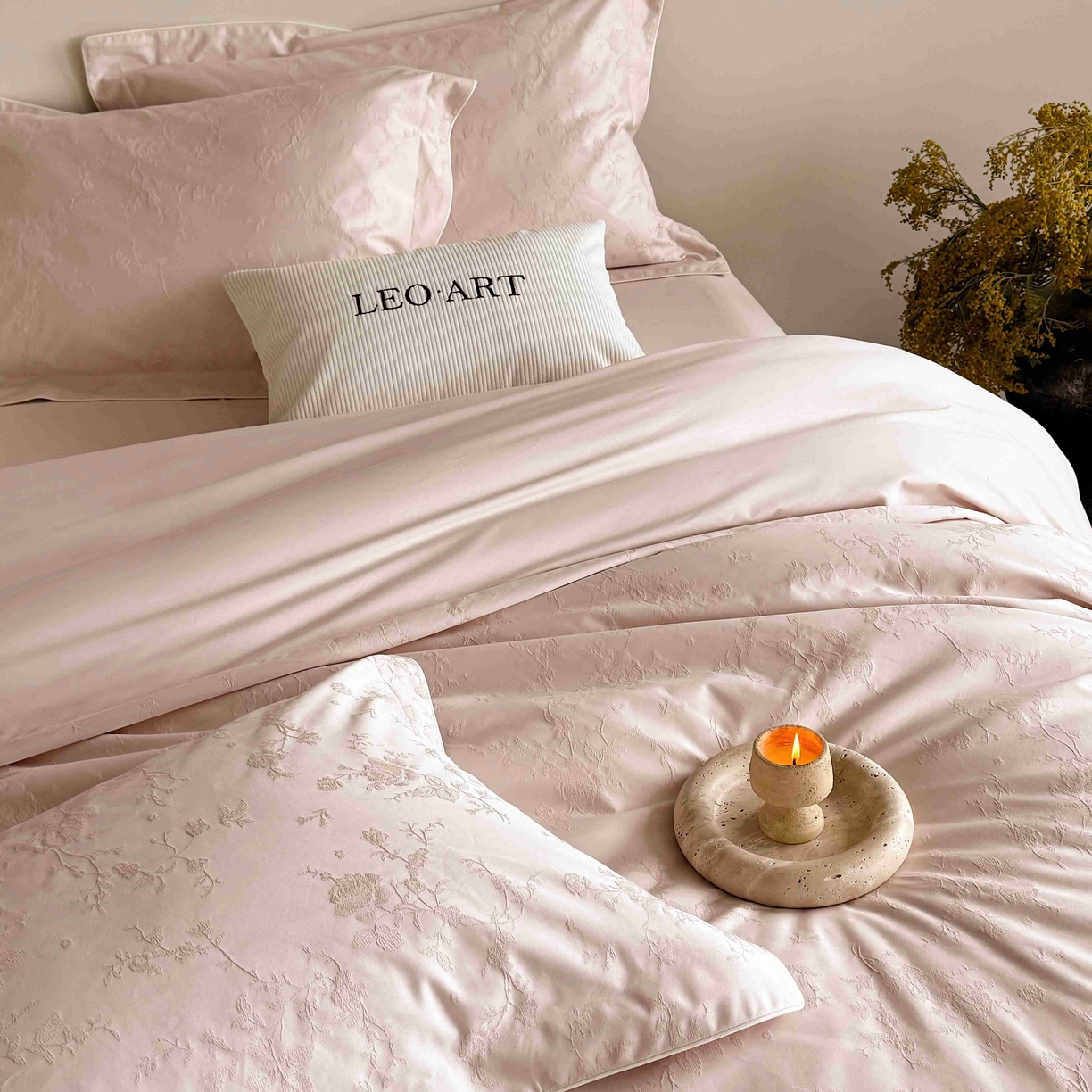 91家纺网 家纺一手货源 找家纺 涞澳家纺 2025新款全棉提花四件套 美玲-贝壳粉 