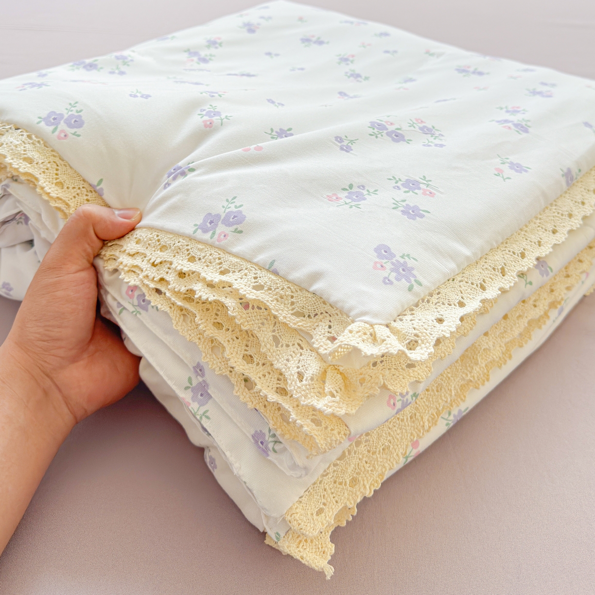 91家纺网 家纺一手货源 找家纺 可思家纺 2025新款针织棉双层纱夏被 莫奈花园