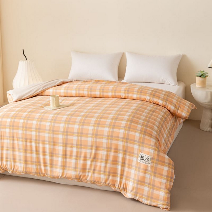 91家纺网 家纺一手货源 找家纺 美梦之都 2025新款可拆洗棉花被水洗棉被子被芯冬被学生 橙小格