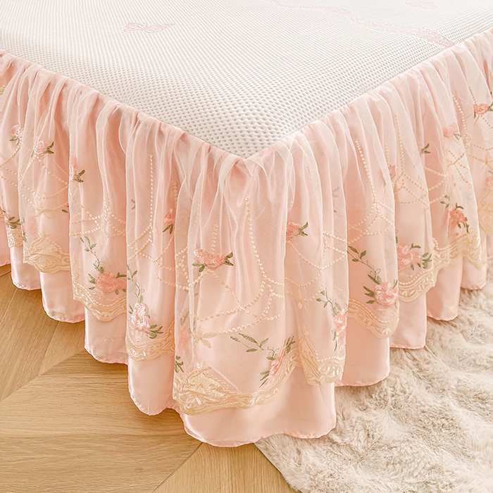 91家纺网 家纺一手货源 找家纺 （总）好儿喜家纺 2025新款恬静系列凉席床裙冰丝席床罩凉席韩式凉感豆豆凉席床盖