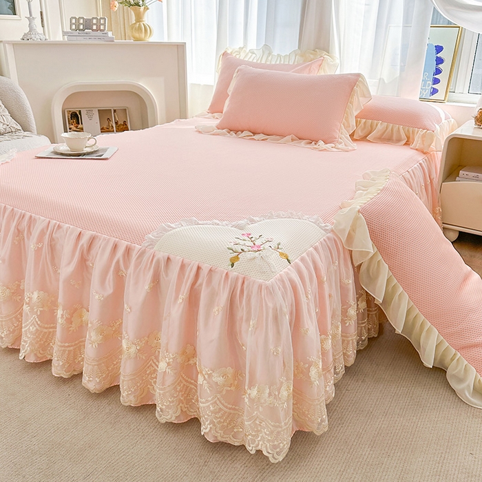 91家纺网 家纺一手货源 找家纺 （总）好儿喜家纺 2025新款春意浓系列床裙凉席四件套