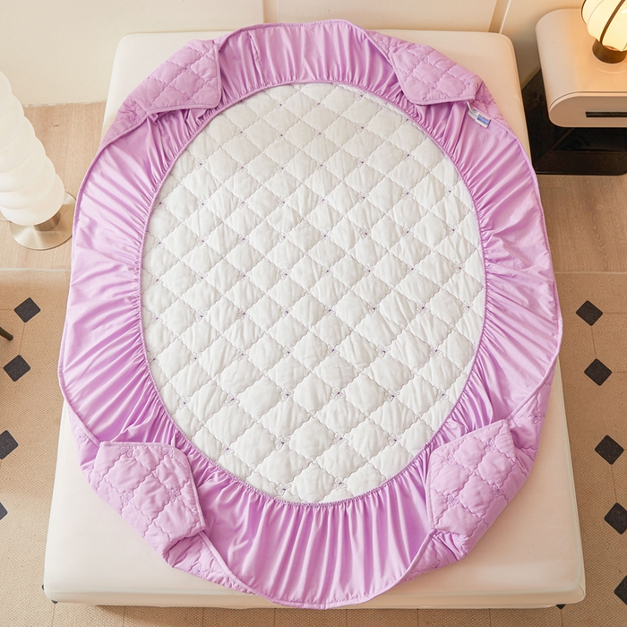 91家纺网 家纺一手货源 找家纺 怡源梦 2025新款蝶恋系列亲肤棉夹棉床笠 紫色