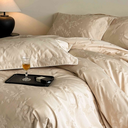 涞澳家纺 2025新款全棉提花四件套 碧玉-小麦色