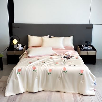 91家纺网 家纺一手货源 找家纺 （总）眷恋家纺 2025新款水洗真丝夏被四件套-满绣系列