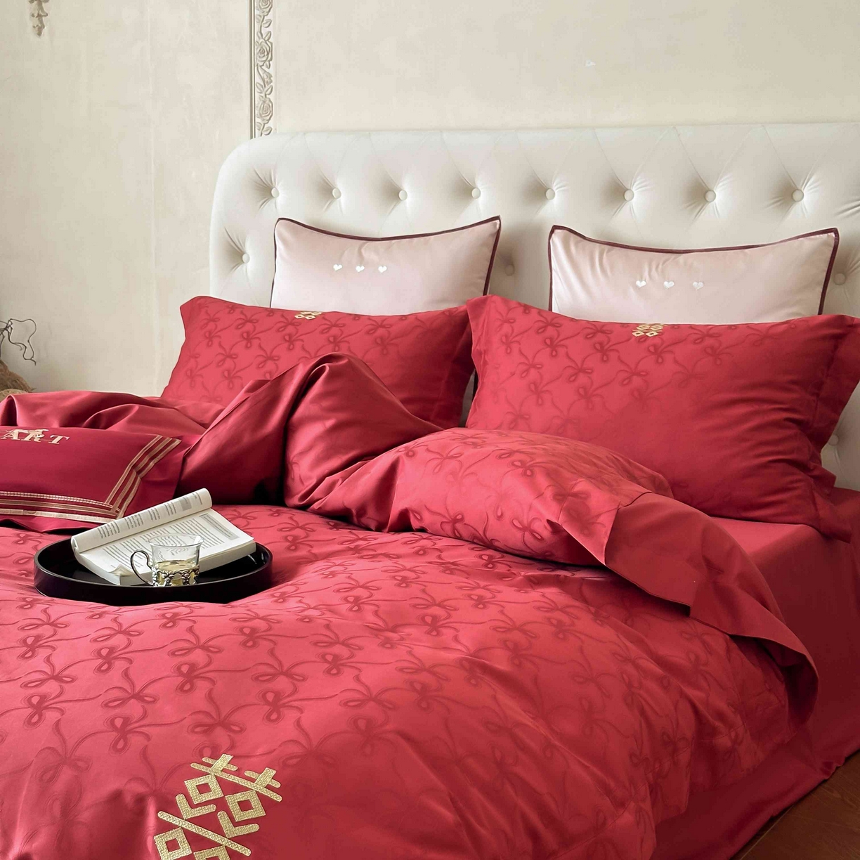 91家纺网 家纺一手货源 找家纺 涞澳家纺 2025新款婚庆款四件套 天作之合