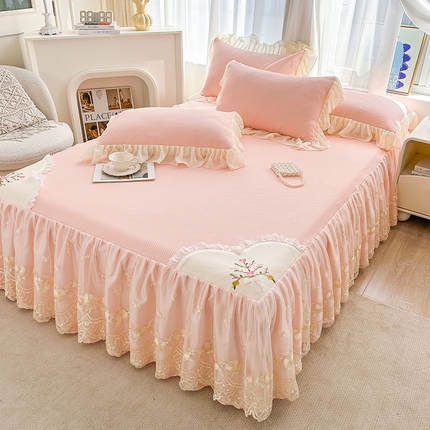 91家纺网 家纺一手货源 找家纺 （总）好儿喜家纺 2025新款春意浓系列床裙凉席四件套