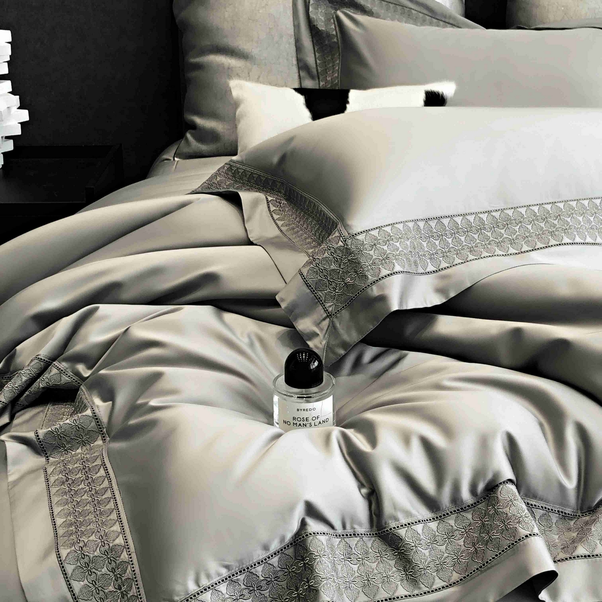 91家纺网 家纺一手货源 找家纺 涞澳家纺 2025新款60S天丝棉花边款四件套-星雅 星雅-大理石灰