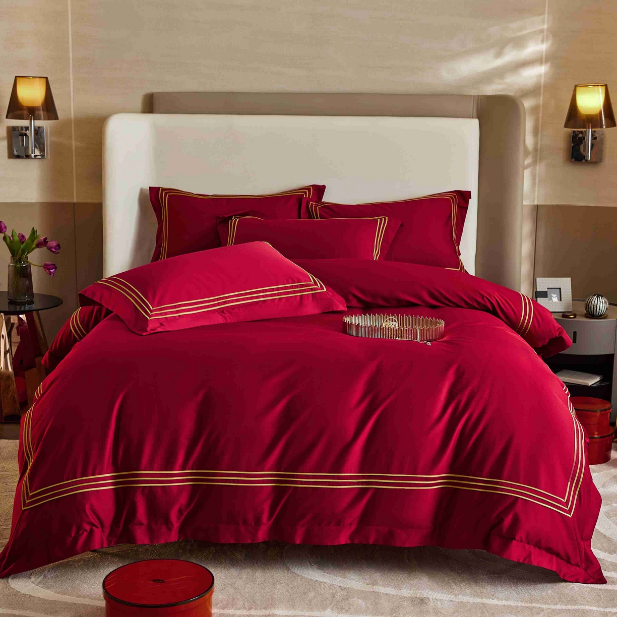 91家纺网 家纺一手货源 找家纺 涞澳家纺 2025新款婚庆款四件套 金玉恒美