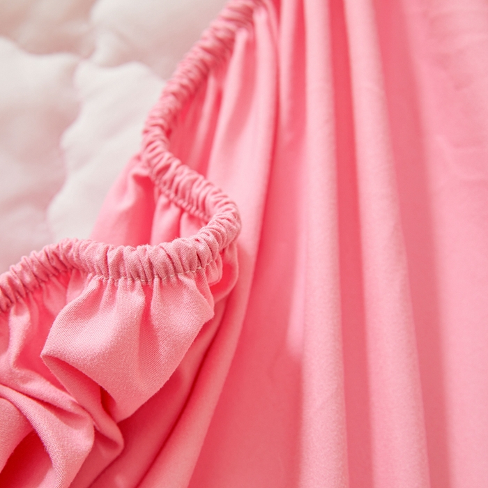 91家纺网 家纺一手货源 找家纺 怡源梦 2025新款蝶恋系列亲肤棉夹棉床笠 粉色