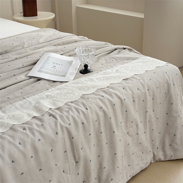 91家纺网 家纺一手货源 找家纺 久典家居 2025新款全棉有氧双层纱夏被 简爱