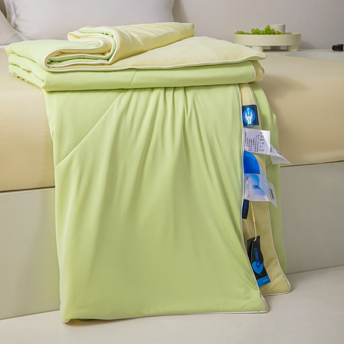 91家纺网 家纺一手货源 找家纺 凌云家纺 2025新款100%锦伦冰丝夏被空调被 清新绿