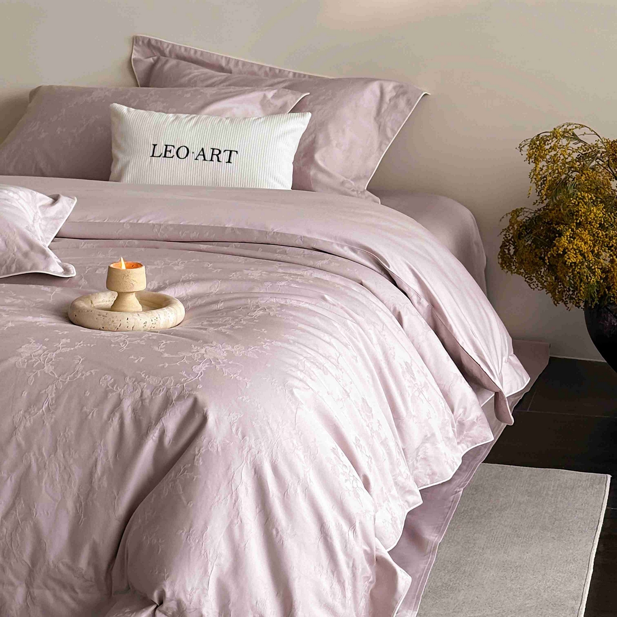 91家纺网 家纺一手货源 找家纺 涞澳家纺 2025新款全棉提花四件套 美玲-风信紫