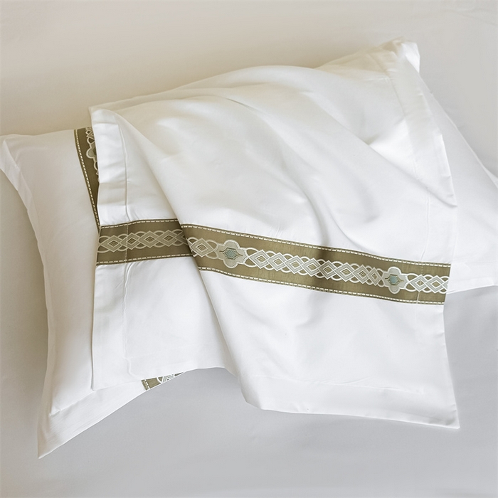 91家纺网 家纺一手货源 找家纺 梦庭帛美 2025新款宾馆刺绣四件套 吉祥-卡其