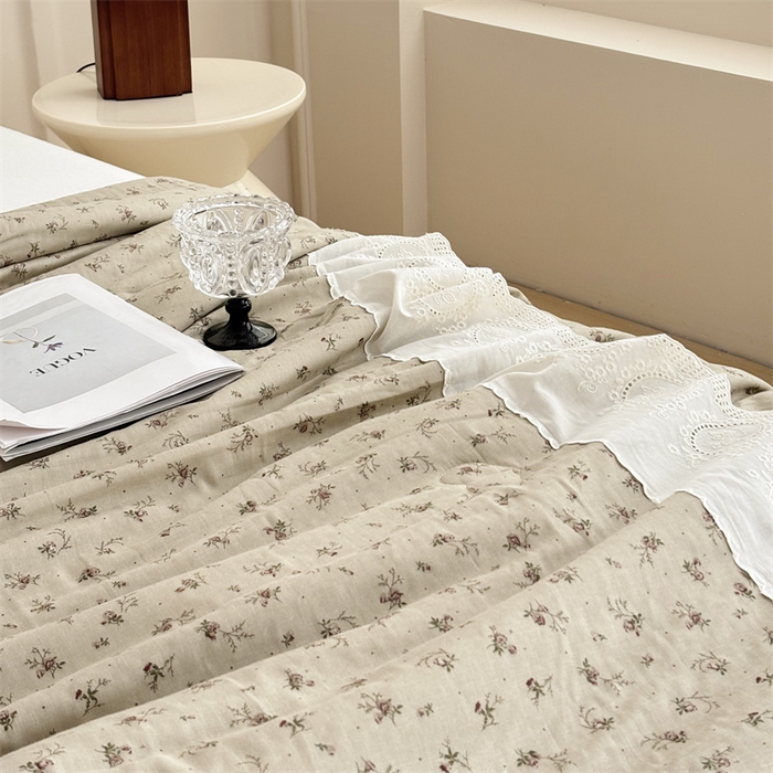 91家纺网 家纺一手货源 找家纺 久典家居 2025新款全棉有氧双层纱夏被 木槿