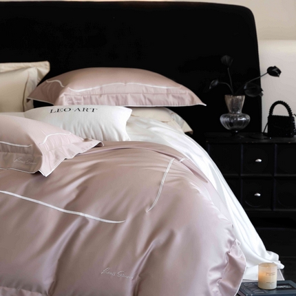 涞澳家纺 2025新款80S全棉贡缎小蛮腰四件套-浅依 浅依-粉灰