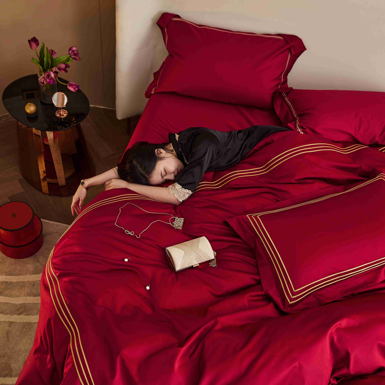 91家纺网 家纺一手货源 找家纺 涞澳家纺 2025新款婚庆款四件套 金玉恒美